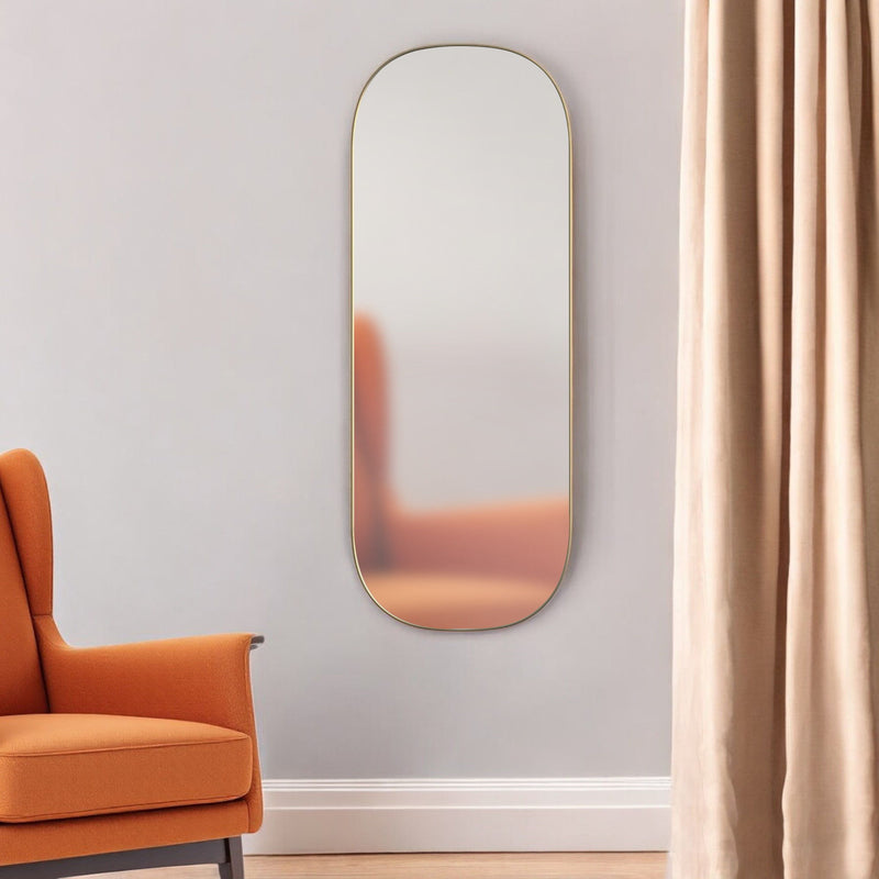 47" Oval Framed Full Length Hanging Mirror - Gold