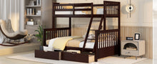 Load image into Gallery viewer, Twin-Over-Full Bunk Bed with Ladders and Two Storage Drawers(Espresso)( old sku:LT000165AAP）
