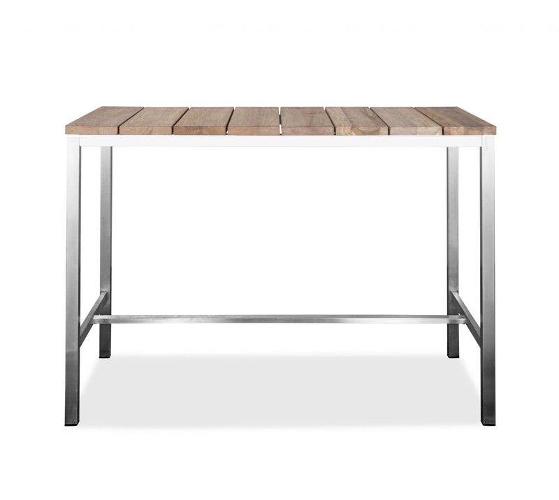 55" Wood And Solid Wood And Stainless Steel Dining Table - Brown
