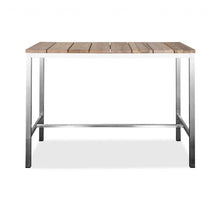 Load image into Gallery viewer, 55" Wood And Solid Wood And Stainless Steel Dining Table - Brown
