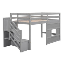 Load image into Gallery viewer, Loft Bed With Storage Staircase, Window &amp; LED Light
