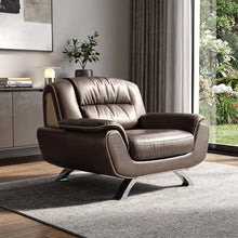 Load image into Gallery viewer, Leather Match Arm Chair - Brown And Silver
