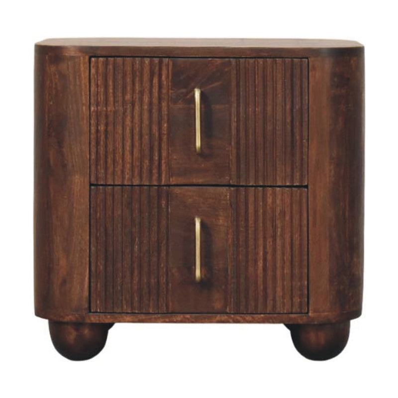 21" Solid Wood Distressed Two Drawer Nightstand - Brown