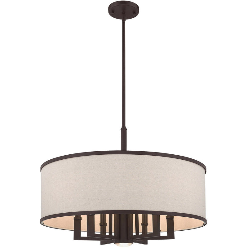 20'' Seven Light Dimmable Chandelier With Shades - Bronze
