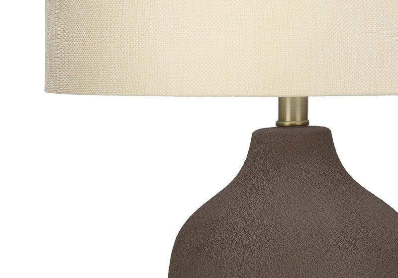 Ceramic Urn Table Lamp With Beige Drum Shade - Gray
