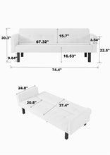 Load image into Gallery viewer, Futon Sofa Bed Convertible Couch Bed with Armrests Modern Living Room Linen Sofa Bed, Folding Recliner Futon Couch Sleeper Set with Solid Wood legs
