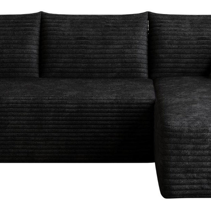 Corduroy Modular L Shaped Sofa And Chaise Sectional (762623) - Black