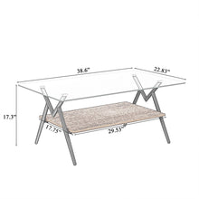 Load image into Gallery viewer, Rectangle Coffee Table With Tempered Glass Top And Shelf, Modern Table For Living Room
