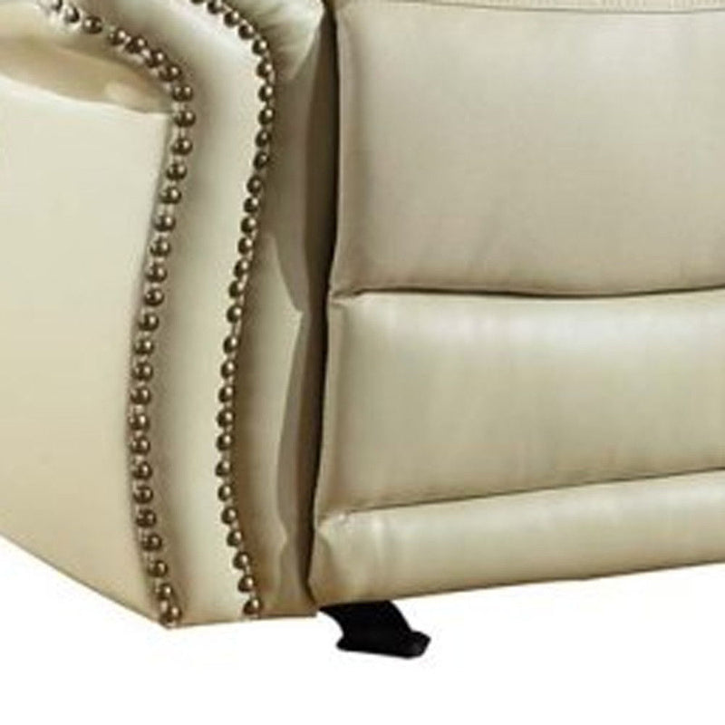 Leather Match Manual Gliding Recliner - Beige
