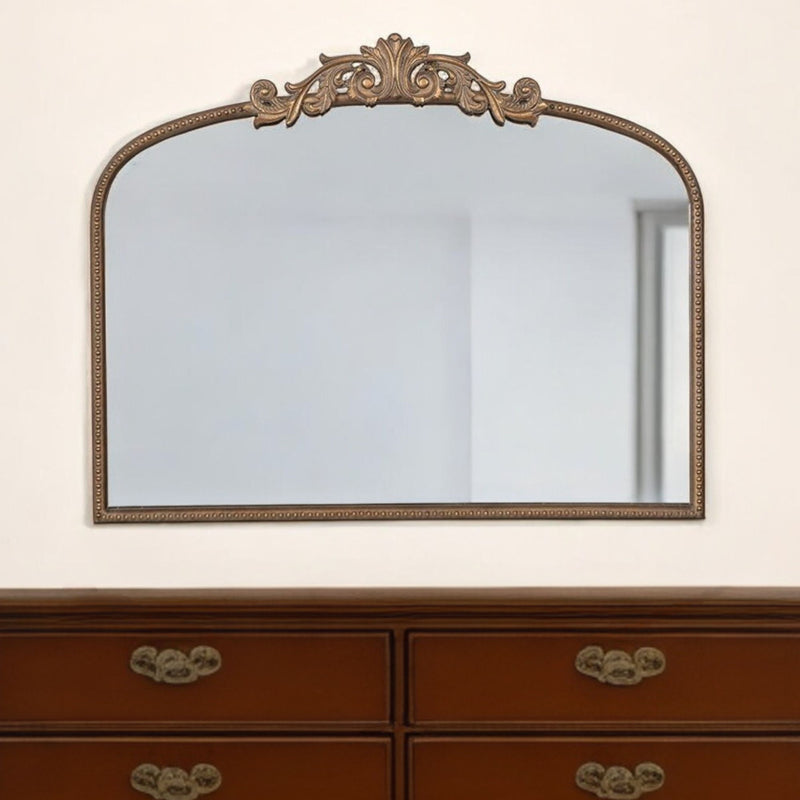 31" Arch Iron Framed Accent Mirror - Gold