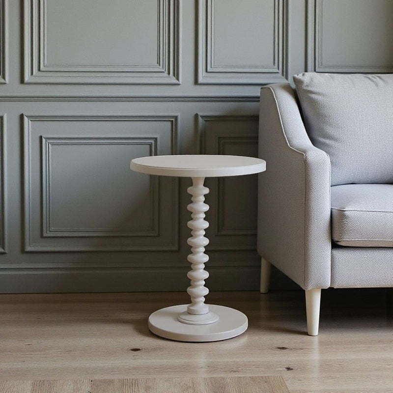 22" Solid Wood Round End Table - Pearl Silver