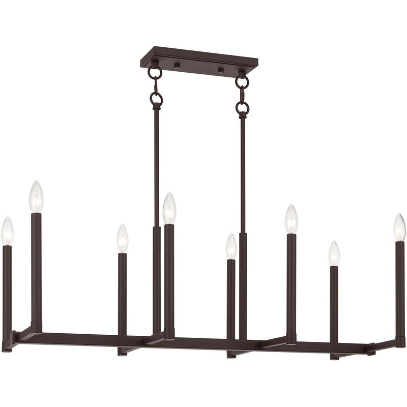 18'' Eight Light Dimmable Chandelier With Shades - Bronze