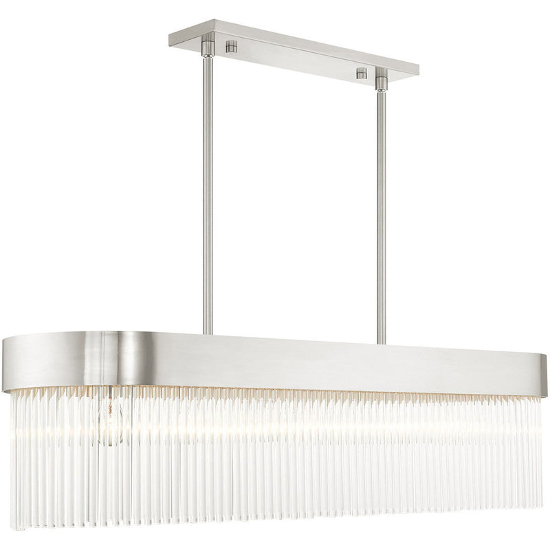 19" Six Light Dimmable Chandelier With Shades - Nickel