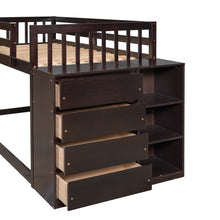 Load image into Gallery viewer, Twin over Twin Bunk Bed with 4 Drawers and 3 Shelves-Espresso(OLD SKU: LP000067AAP)
