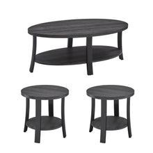 Load image into Gallery viewer, Anze - 3 Piece Coffee Table Set Contemporary Oval Wood Shelf - Charcoal
