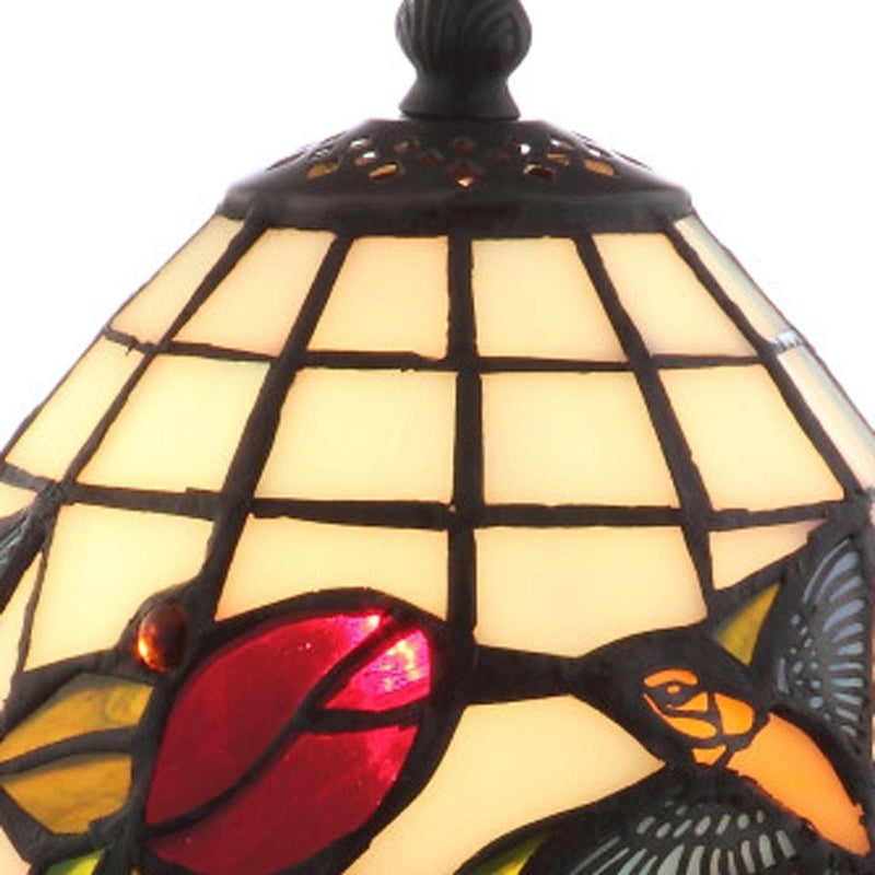 Birds Novelty Tiffany Lamp With Bell Shade - Bronze / White / Green