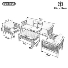 Load image into Gallery viewer, 4 Pieces Outdoor Sectional Sofa Set 5 Person Patio Seating Group Outdoor Conversation Set With Cushions And A Coffee Table For Patios
