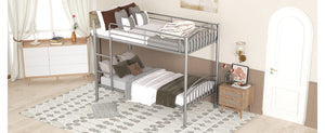 Twin Over Twin Metal Bunk Bed,Divided into Two Beds(Silver){OLD SKU:MF280424AAN}