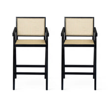 Load image into Gallery viewer, Modern Minimalist Bar Stool With Cane Seat - Black / Natural
