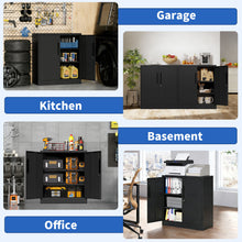 Load image into Gallery viewer, Heavy Duty Storage Cabinet With Lock, 2 Door File Cabinet With 2 Adjustable Shelves - Black
