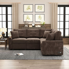 Load image into Gallery viewer, L-Shape Sofa Bed Pull-Out Sleeper Sofa With Wheels, USB Ports, Power Sockets For Living Room

