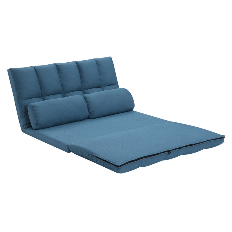 Futon Convertible Sleeper Loveseat And Toss Pillows - Blue