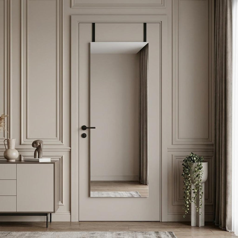 Aluminum Wall Mounted And Over The Door Framed Full Length Hanging Mirror - White