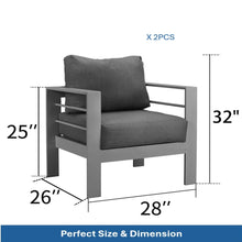 Load image into Gallery viewer, Patio Armchairs With Thick Cushions, All Weather (Set of 2) - Gray / Gray
