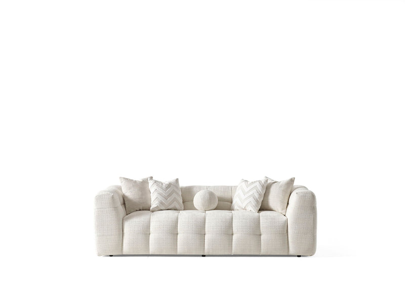 Chenille Sofa With Toss Pillows - Beige