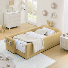 Load image into Gallery viewer, Cute Rabbit Ear Upholstered Platform Bed Frame With Safety Rail
