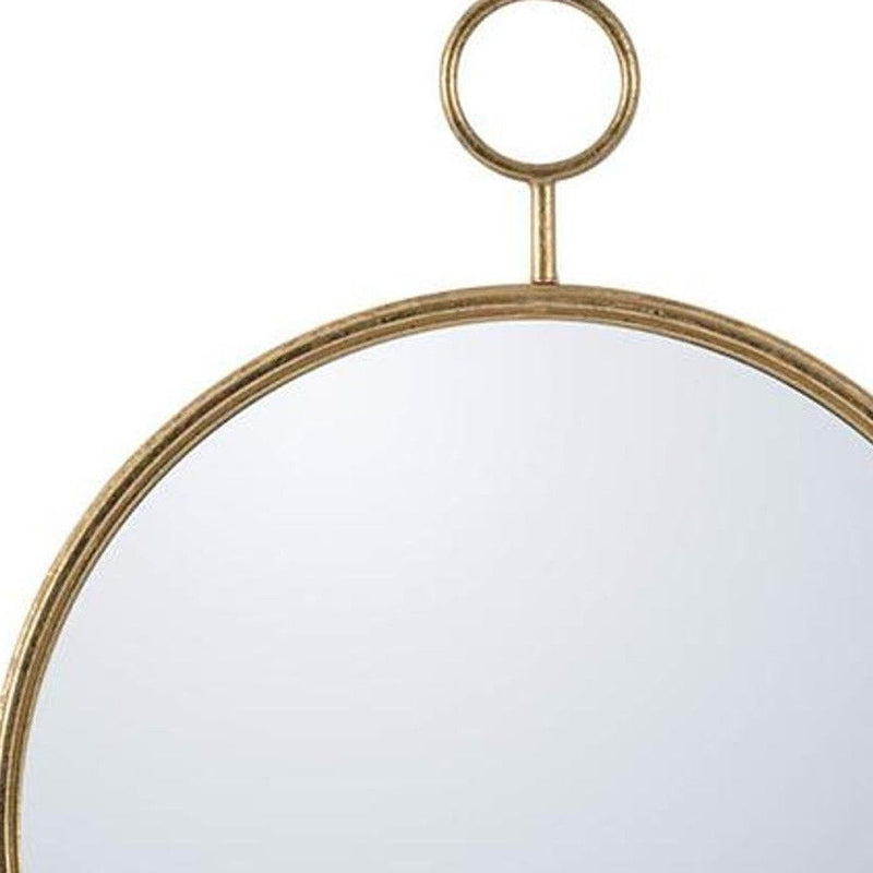 32" Round Iron Framed Accent Mirror - Gold