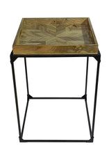 Load image into Gallery viewer, 29" Solid Wood And Iron Square Frame End Table - Natural And Black
