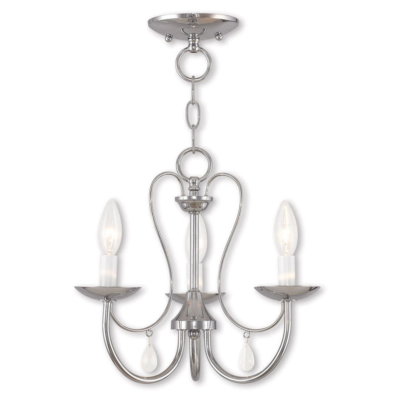 12" Three Light Dimmable Chandelier With Shades - Silver