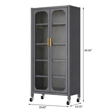 Load image into Gallery viewer, 6 Tier Storage Cabinet With Transparent Door, Adjustable Shelves &amp; Wheels
