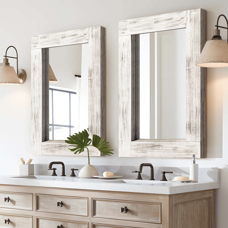 36" Solid Framed Accent Mirror - White
