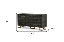 Load image into Gallery viewer, Faux Leather And Gold Six Drawer Double Dresser - Gray Shagreen
