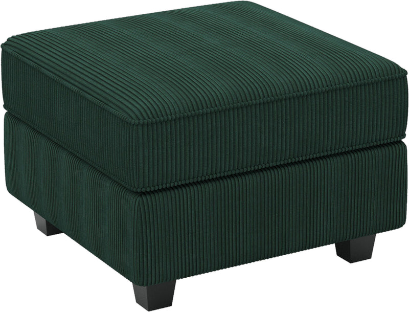 26" Corduroy Storage Ottoman - Green / Black