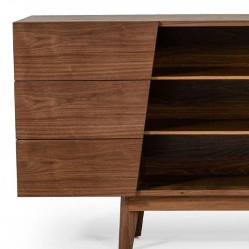 Vintage Style Veneer Six Drawer Dresser - Walnut