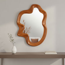 Load image into Gallery viewer, 35" Solid Abstract Geometric Framed Accent Mirror - Brown
