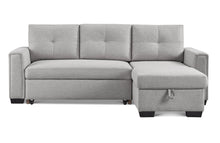 Load image into Gallery viewer, Polyester Blend Convertible Futon Sleeper Sofa With Black Legs - Light Gray
