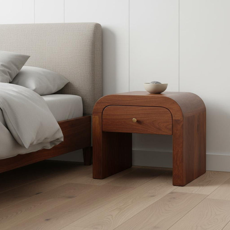 16" Solid Wood One Drawer Nightstand - Oak