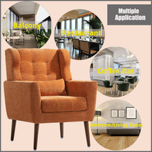Load image into Gallery viewer, Modern Accent Chair, Arm Chairs For Living Room, Upholstered Mordern Armchair, Comfy Soft Padded Lounge Chair In Small Space, Bedroom, With Pillow, Solid Wood Leg
