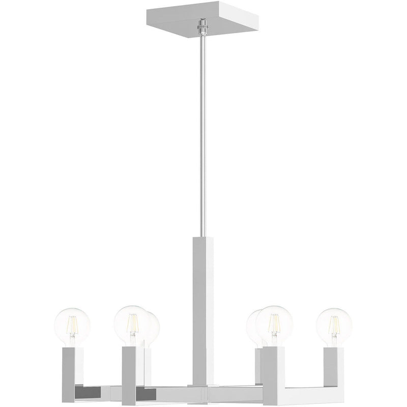 20" Six Light Dimmable Chandelier With Shades - Silver