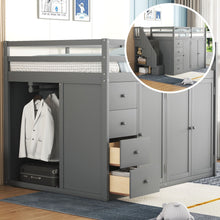 Load image into Gallery viewer, Loft Bed With Built In Wardrobes, Cabinets And Drawers

