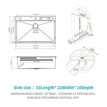 Load image into Gallery viewer, Waterfall Kitchen Sink With Pull Out Faucet &amp; Cup Washer
