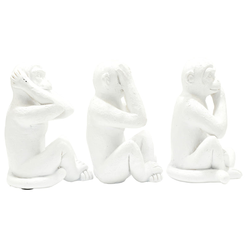 Monkey Tabletop Sculpture (Set of 3) - White