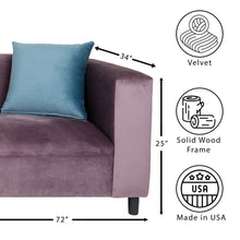 Load image into Gallery viewer, Velvet Sofa for Living Room with Pillows, Modern 3-Seater Sofas Couches for Bedroom, Office, and Apartment with Solid Wood Frame (Lavender)
