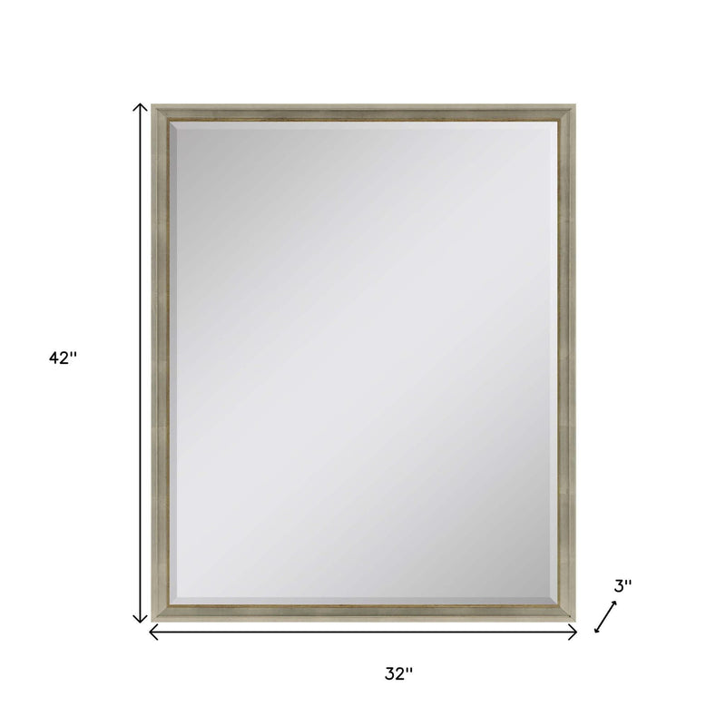 42" Wood Accent Mirror - Silver