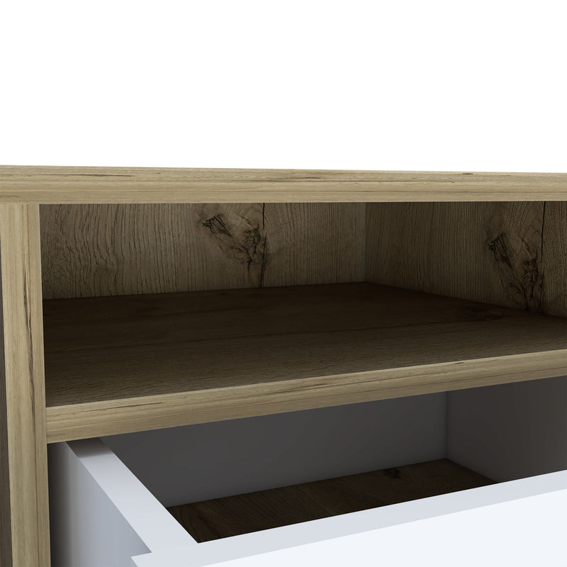 20" Two Drawer Faux Wood Nightstand - White / Light Brown