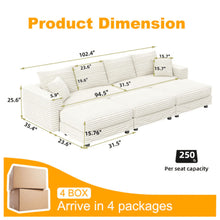 Load image into Gallery viewer, Deep Seat Convertible Sofa With Soft Pillows And Ottomans
